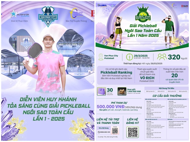 Sức hút của diễn viên Huy Khánh tại giải Pickleball Ngôi Sao Toàn Cầu Lần 1 – 2025